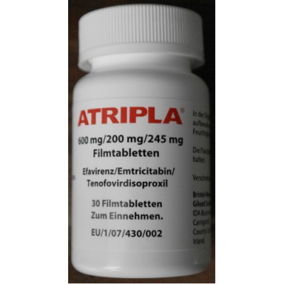 Фото препарата Атрипла Atripla 600 mg/200 mg/245 mg 30 таблеток