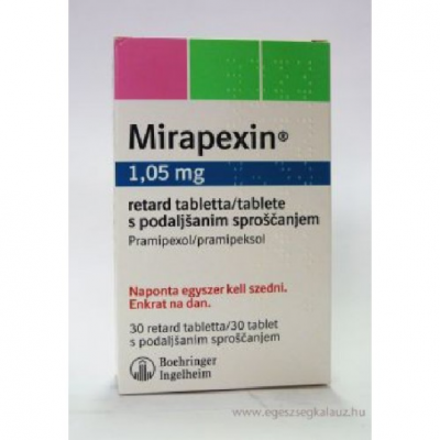 Фото препарата Мирапексин MIRAPEXIN 1.05MG RETARDTAB/100 Шт